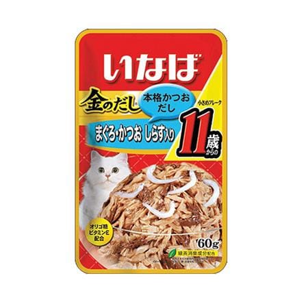 อาหารเปียกแมว INABA รสทูน่าเนื้อขาวและเนื้อแดงหน้าปลาข้าวสารในเยลลี่ 60 ก.