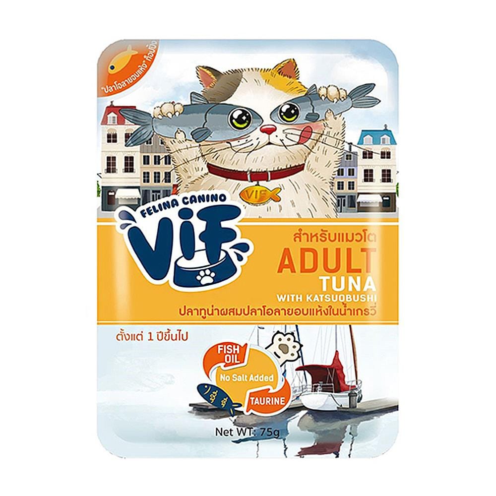 อาหารเปียกแมว VIF ADULT AC6 TUNA WITH KATSUOBUSHI 75 ก.
