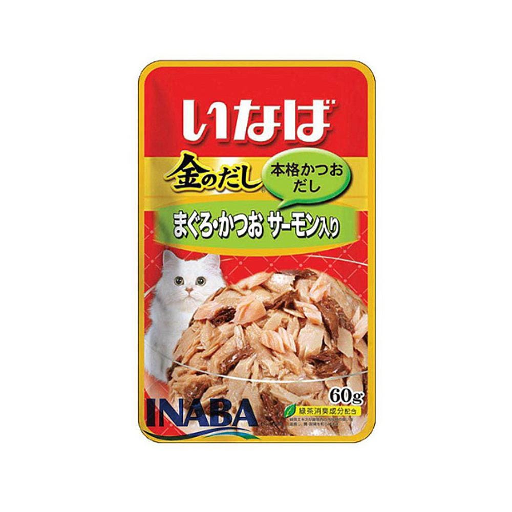 อาหารเปียกแมว INABA รสทูน่าเนื้อขาว & เนื้อแดง & ปลาแซลมอนในเยลลี่ 60 ก.