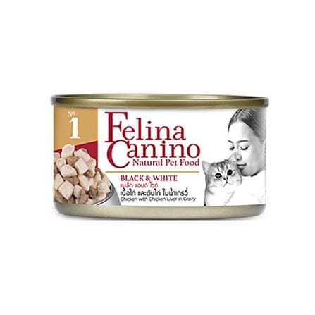 อาหารเปียกแมว FELINA CANINO CAT 1 BLACK & WHITE 70 ก.