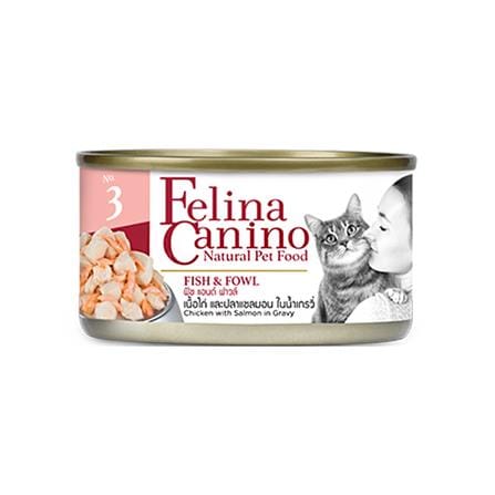 อาหารเปียกแมว FELINA CANINO CAT 3 FISH & FOWL 70 ก._0