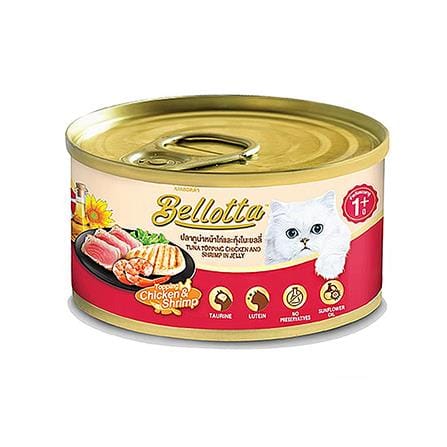 อาหารเปียกแมว BELLOTTA TUNA TOPPING CHICKEN & SHRIMP 85 ก.