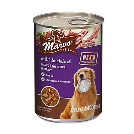 อาหารเปียกสุนัข MARVO CAN LAMB CHUNK IN GRAVY 400 ก._0