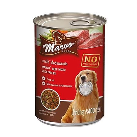 อาหารเปียกสุนัข MARVO CAN BEEF MIXED VEGETABLE 400 ก.