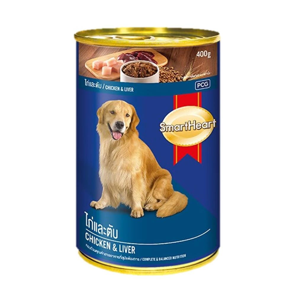 อาหารเปียกสุนัข SMARTHEART CHICKEN AND LIVER 400 ก.