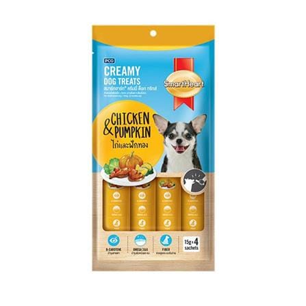 ขนมสุนัข SMARTHEART CREAMY DOG TREATS รสไก่และฟักทอง 60 ก.