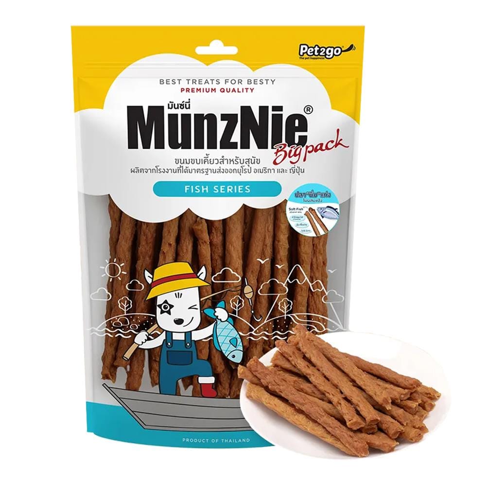 ขนมสุนัข MUNZNIE ปลานิ่มแท่ง 350 ก.