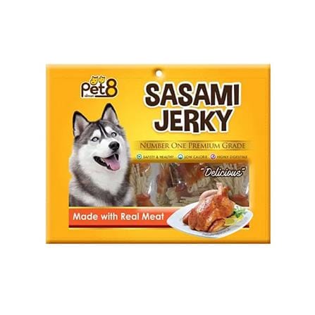 ขนมสุนัข PET8 SASAMI JERKY ไก่พันเส้นปลา 140 ก._0