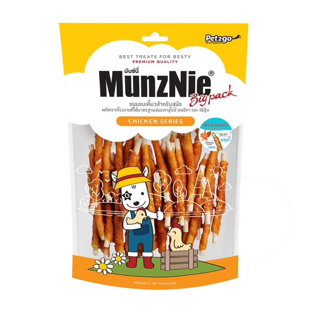 ขนมสุนัข MUNZNIE STICK รสนมพันอกไก่ 400 ก.