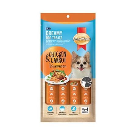 ขนมสุนัข SMARTHEART CREAMY DOG TREATS รสไก่และแครอท 60 ก.