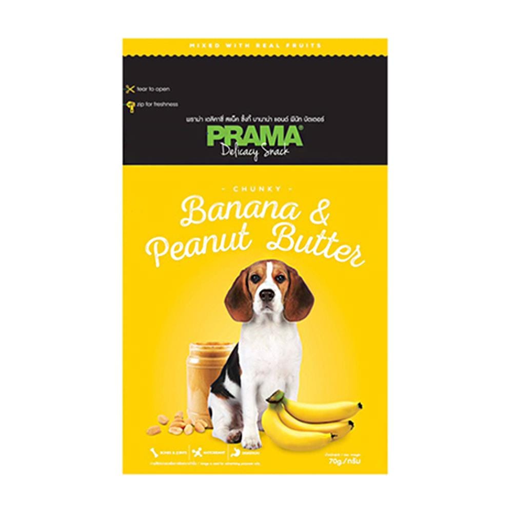 ขนมสุนัข PRAMA DELICACY BANANA AND PEANUT 70 ก.
