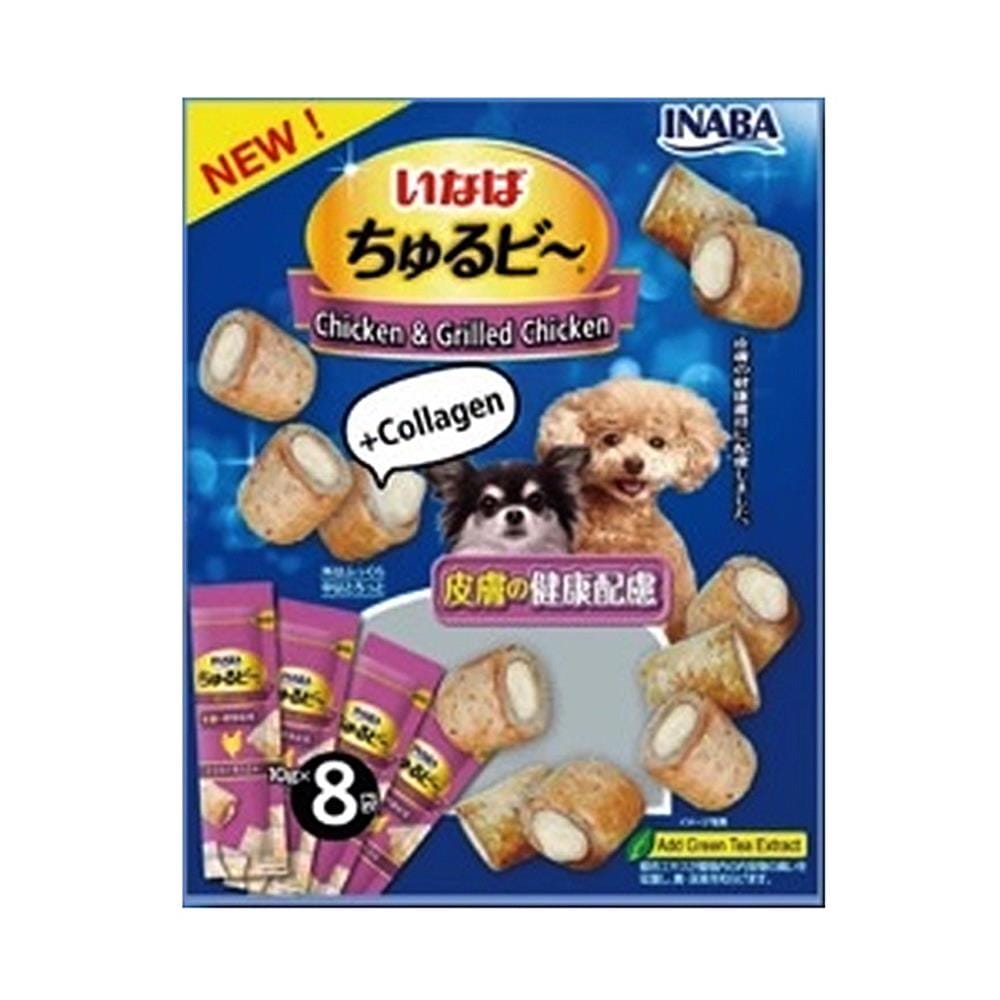 ขนมสุนัข INABA STICK CHICKEN & GRILLED CHICKEN PLUS COLLAGEN แพ็ก 8 ชิ้น