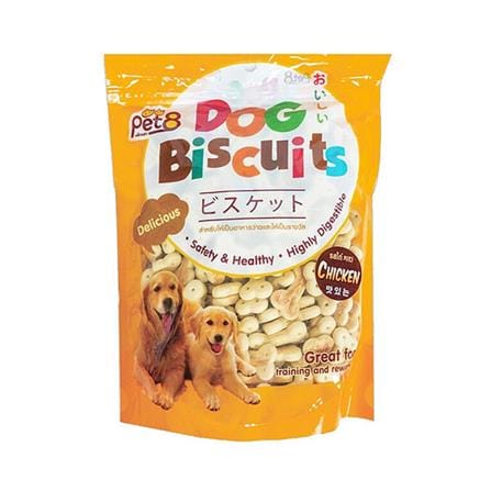 ขนมสุนัข PET8 DOG BISCUIT รูปกระดูก รสไก่ 360 ก.