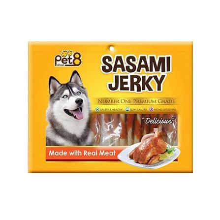 ขนมสุนัข PET8 SASAMI JERKY ไก่พันครันชี่ 160 ก.
