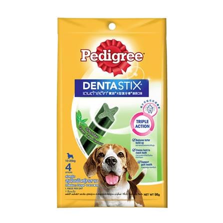 ขนมขัดฟันสุนัข PEDIGREE DENTA STIX 4 STICKS พันธุ์กลาง รสชาเขียว 98 ก.