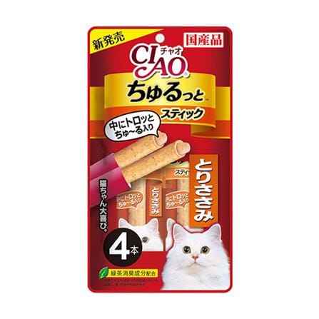 ขนมแมวเลีย CIAO CHURU STICK SASAMI CHICKEN แพ็ก 4 ชิ้น_0