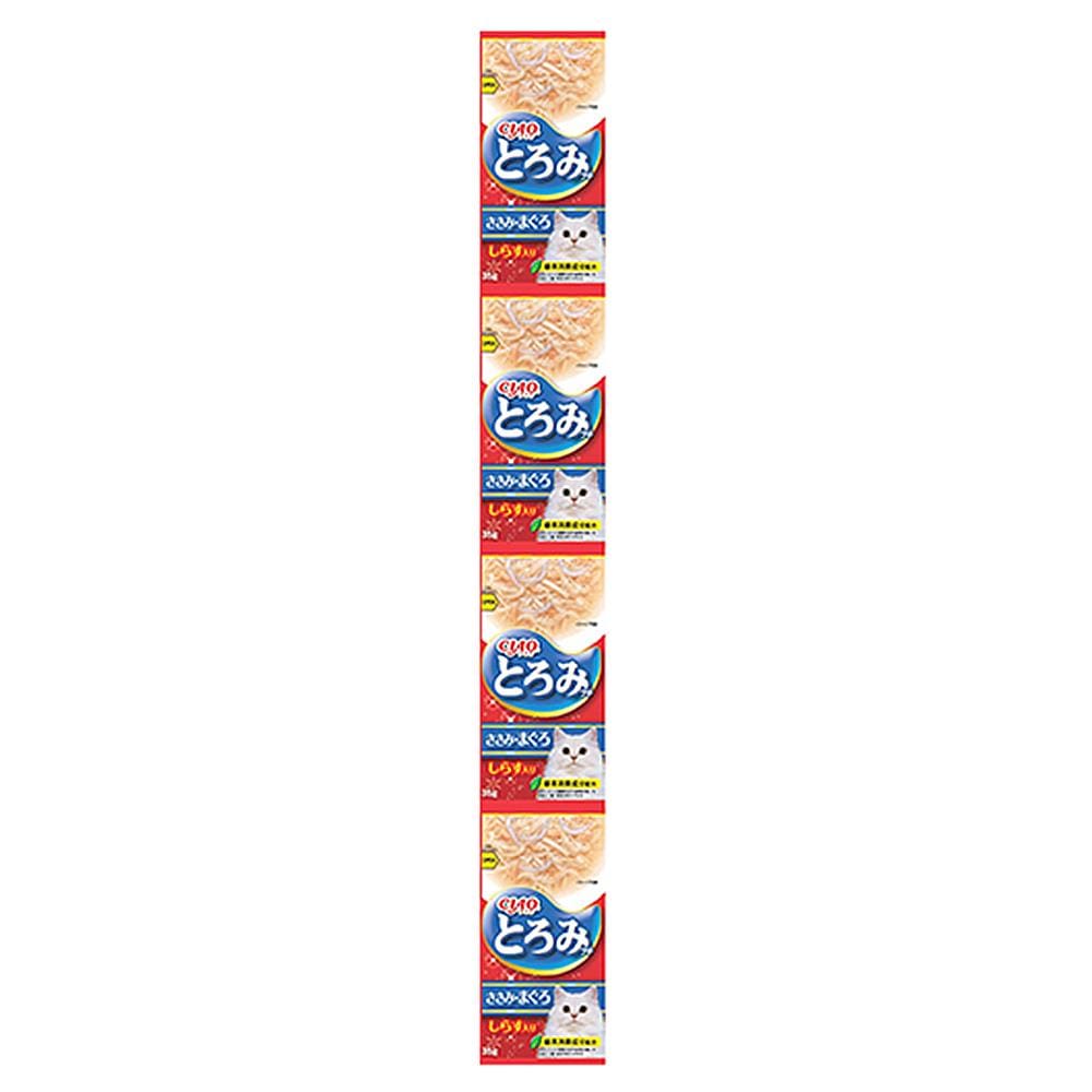 อาหารเปียก CIAO TOROMI POUCH CHICKEN TUNA KATSUO แพ็ก 4 ชิ้น