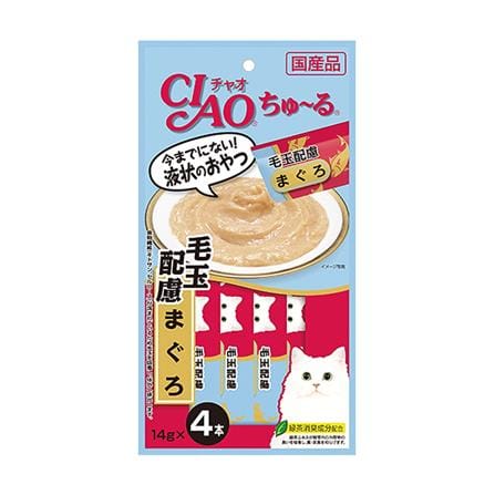 ขนมแมวเลีย CIAO-CHURU TUNA & HAIRBALL แพ็ก 4 ชิ้น_0