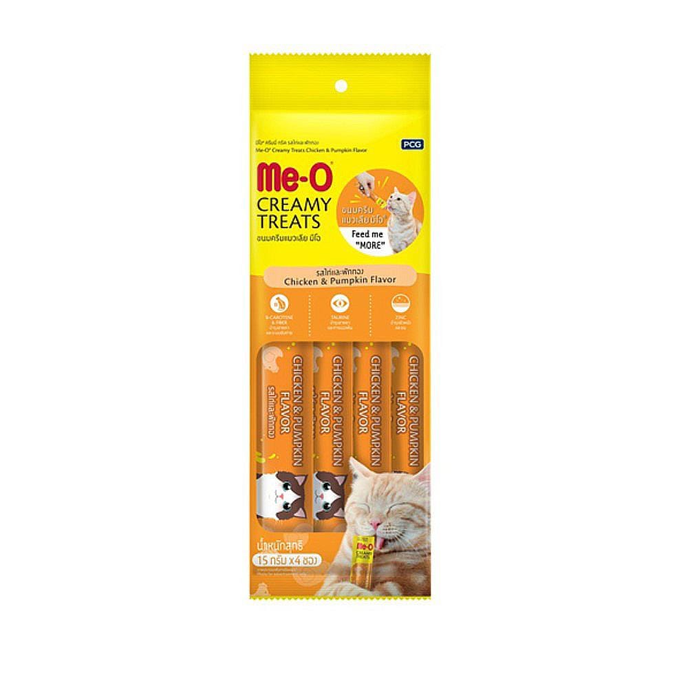 ขนมแมวเลีย ME-O CREAMY TREATS รสไก่และฟักทอง แพ็ก 4 ชิ้น