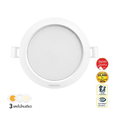 ดาวน์ไลท์ LED TOSHIBA RLDDRC015VACTH1 4 นิ้ว 9 วัตต์ DAYLIGHT/COOL WHITE/WARM WHITE สีขาว_0