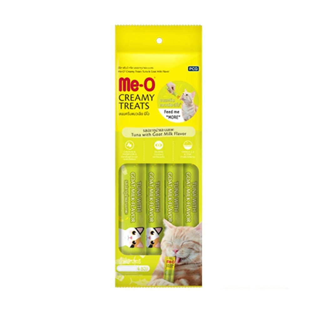 ขนมแมวเลีย ME-O CREAMY TREATS รสปลาทูน่าและนมแพะ แพ็ก 4 ชิ้น