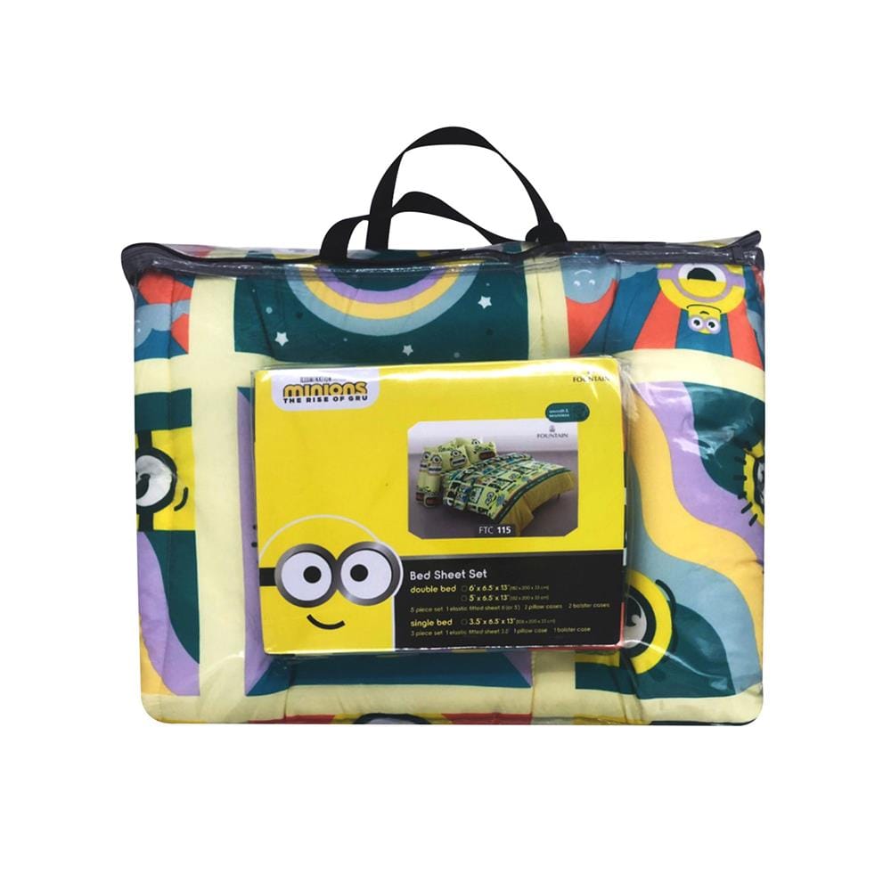 ชุดผ้าปูที่นอน 6 ฟุต 6 ชิ้น FOUNTAIN MINIONS 70209-FTC115
