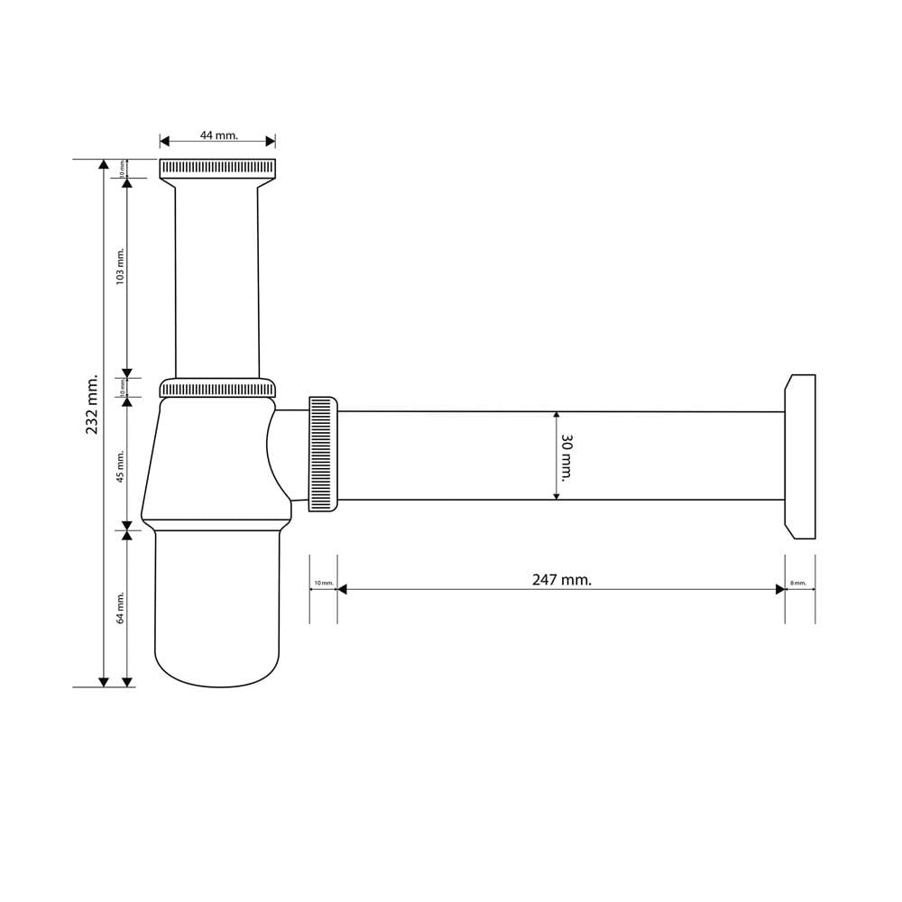 ท่อน้ำทิ้งอ่างล้างหน้ากระปุก WSP PW-09 25 ซม.