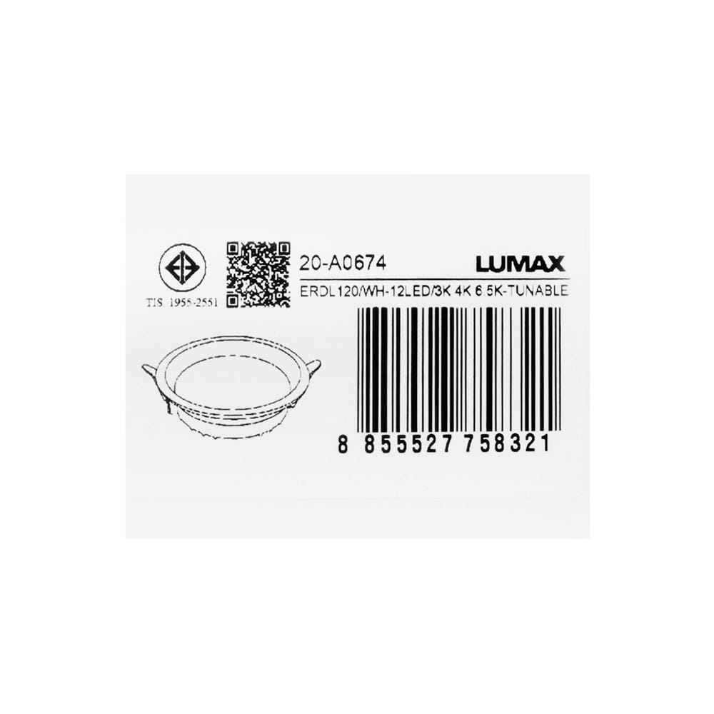 ดาวน์ไลท์ LED LUMAX 20-A0674 5.5 นิ้ว 12 วัตต์ DAYLIGHT/COOL WHITE/WARM WHITE สีขาว