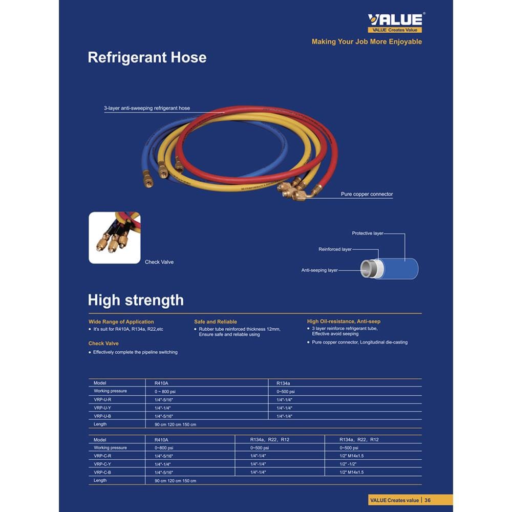 สายเกจ์น้ำยา R22 VALUE VRP-UR22-90 90 ซม.