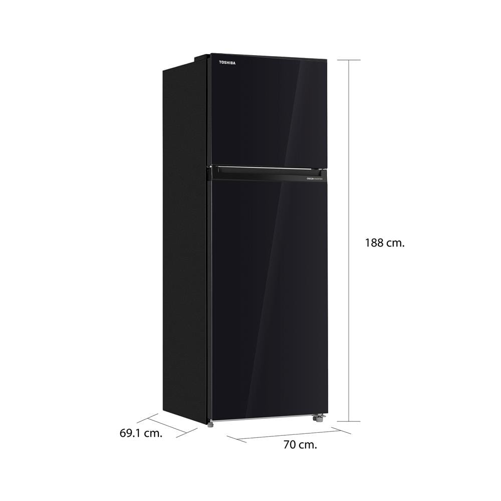 ตู้เย็น 2 ประตู TOSHIBA GR-RT624WE-PGT(22) 16.3 คิว กระจกดำ อินเวอร์เตอร์