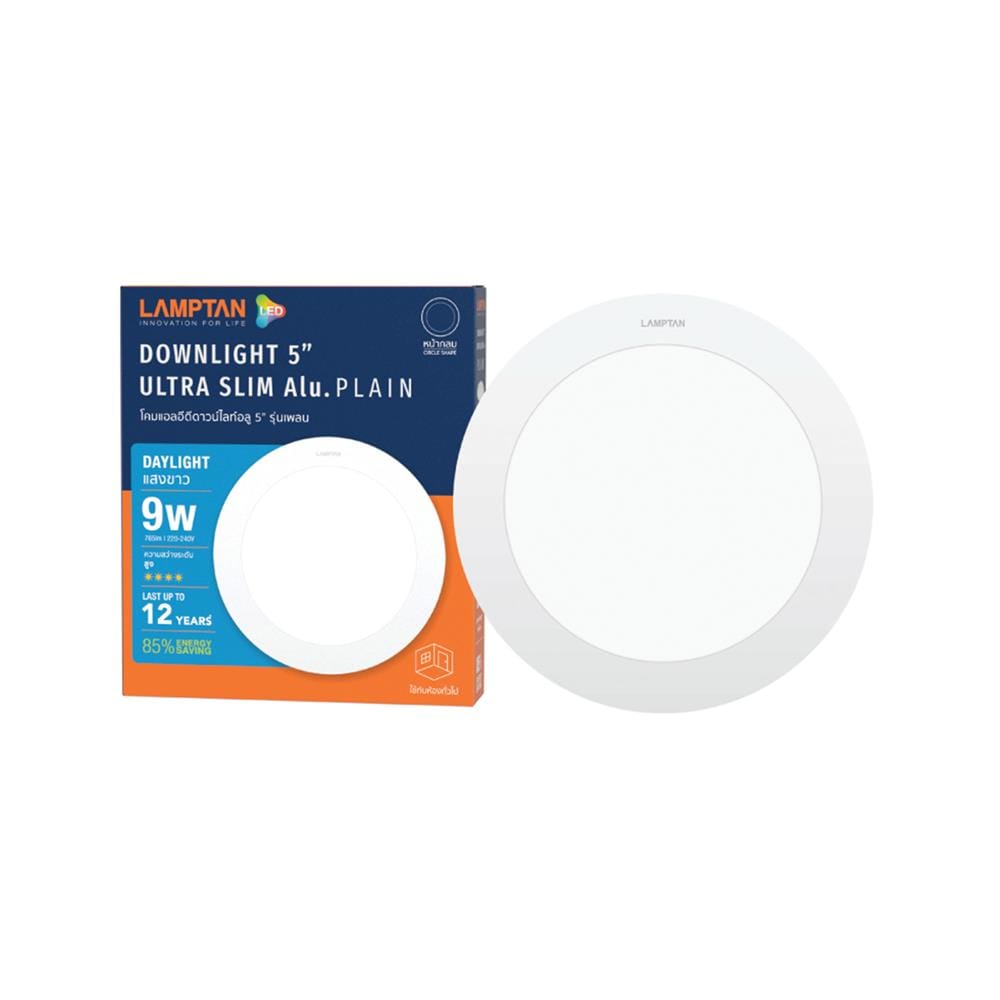 ดาวน์ไลท์ LED LAMPTAN PLAIN 5 นิ้ว 9 วัตต์ DAYLIGHT สีขาว