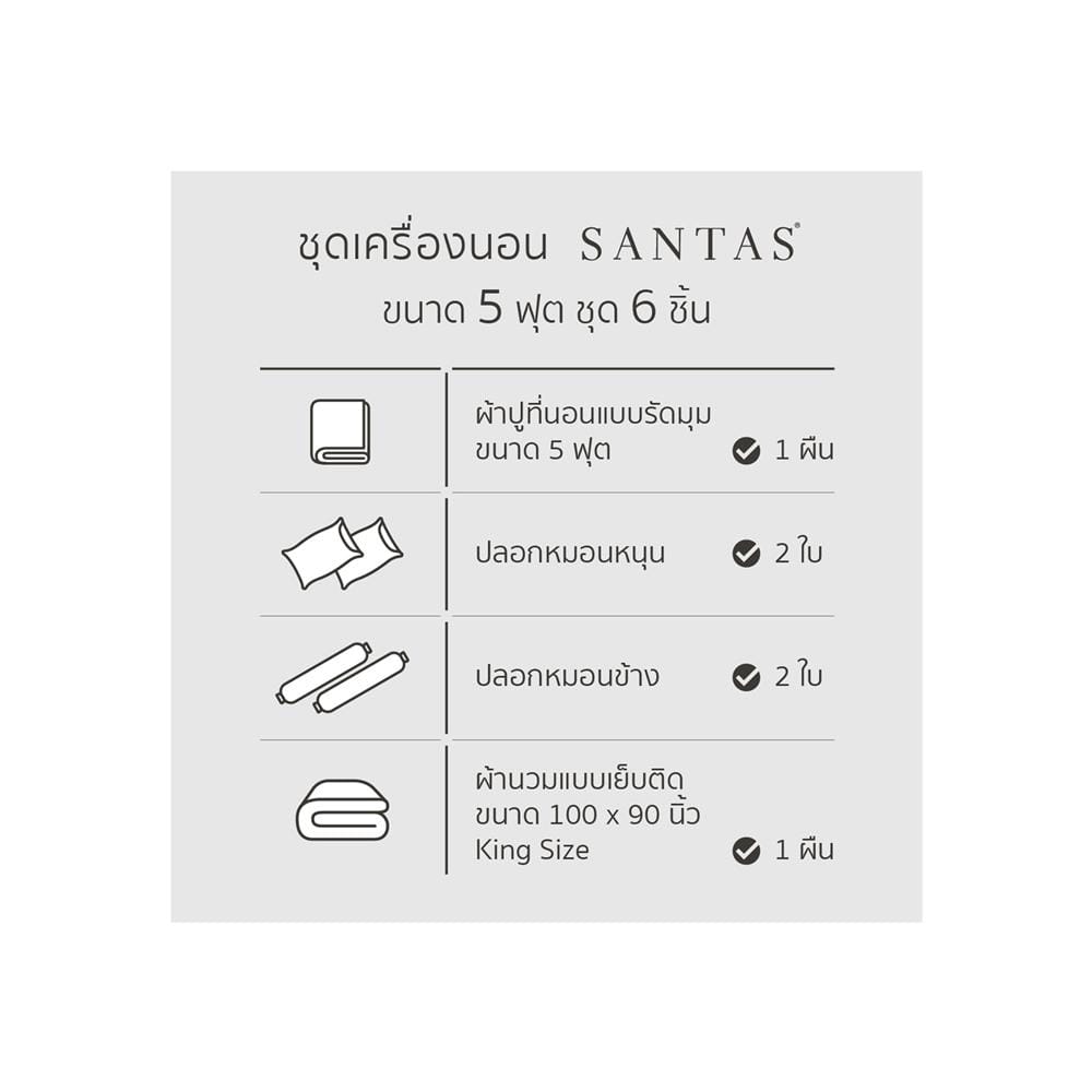 ชุดผ้าปูที่นอน 5 ฟุต 6 ชิ้น SANTAS LANTERN OS