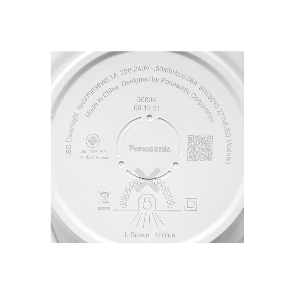 ดาวน์ไลท์ LED PANASONIC NNV70036WE1A 4 นิ้ว 9 วัตต์ WARM WHITE สีขาว