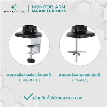 แขนจับจอมอนิเตอร์ WORKSCAPE SPRING สีดำ_4