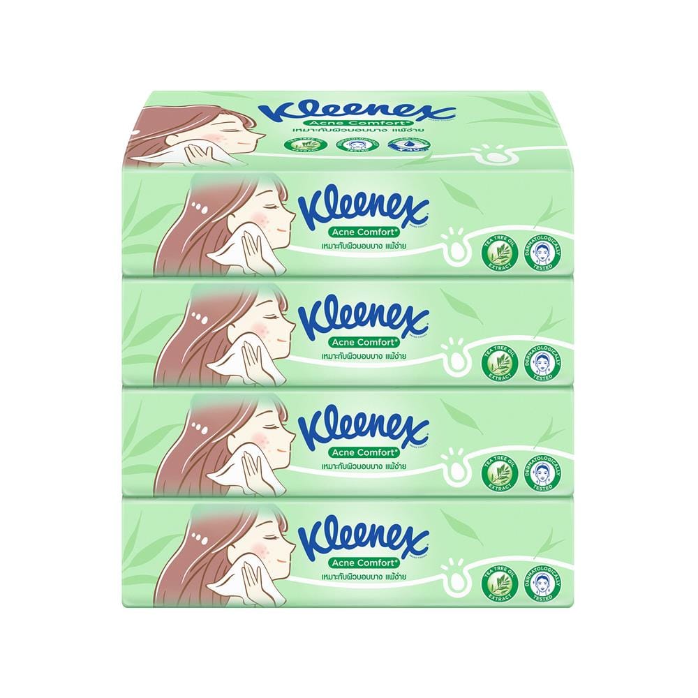 กระดาษเช็ดหน้า KLEENEX ACNE COMFORT 100 แผ่น (แพ็ก 4 ชิ้น)