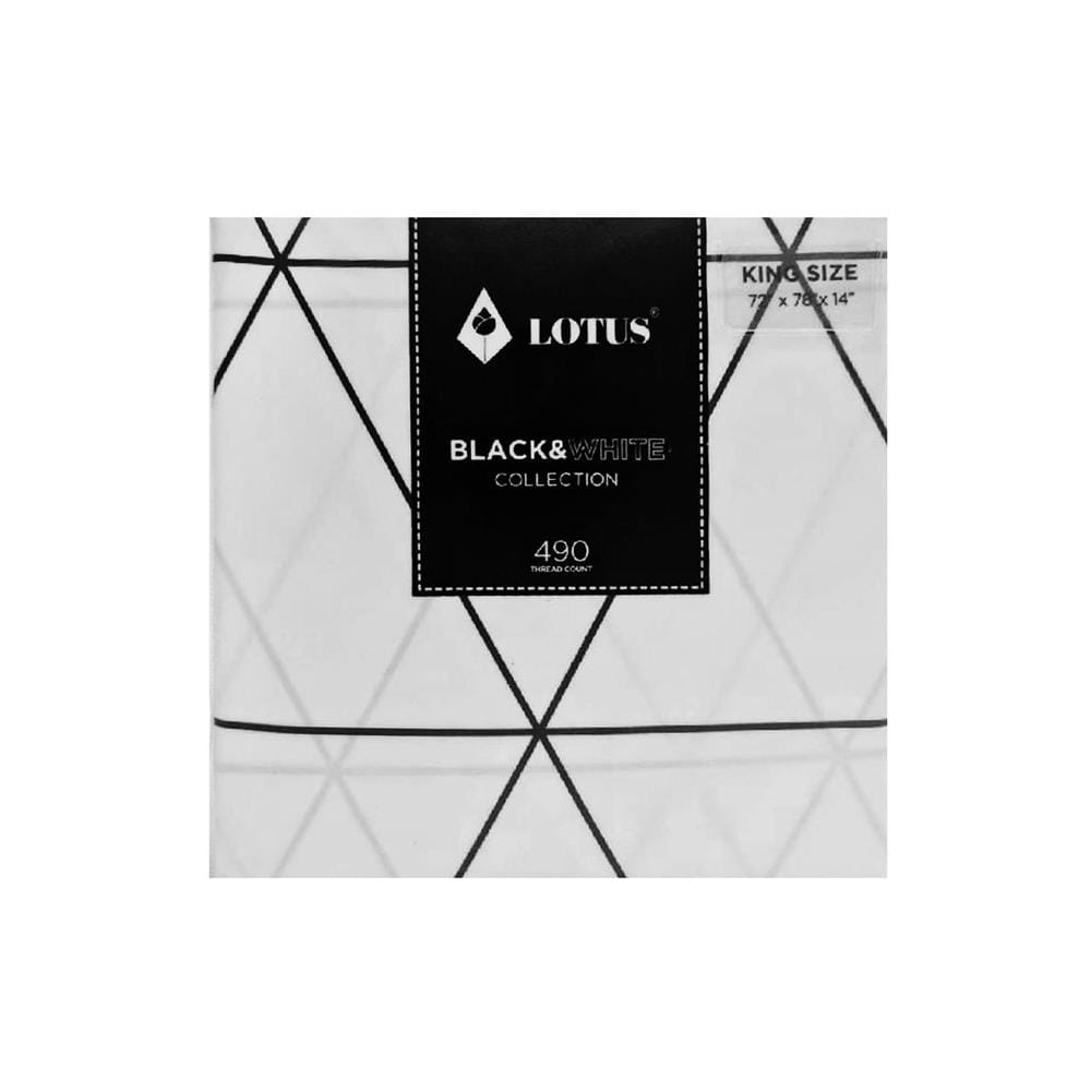 ชุดผ้าปูที่นอน 6 ฟุต 5 ชิ้น LOTUS BLACK&WHITE LI-BW 01W