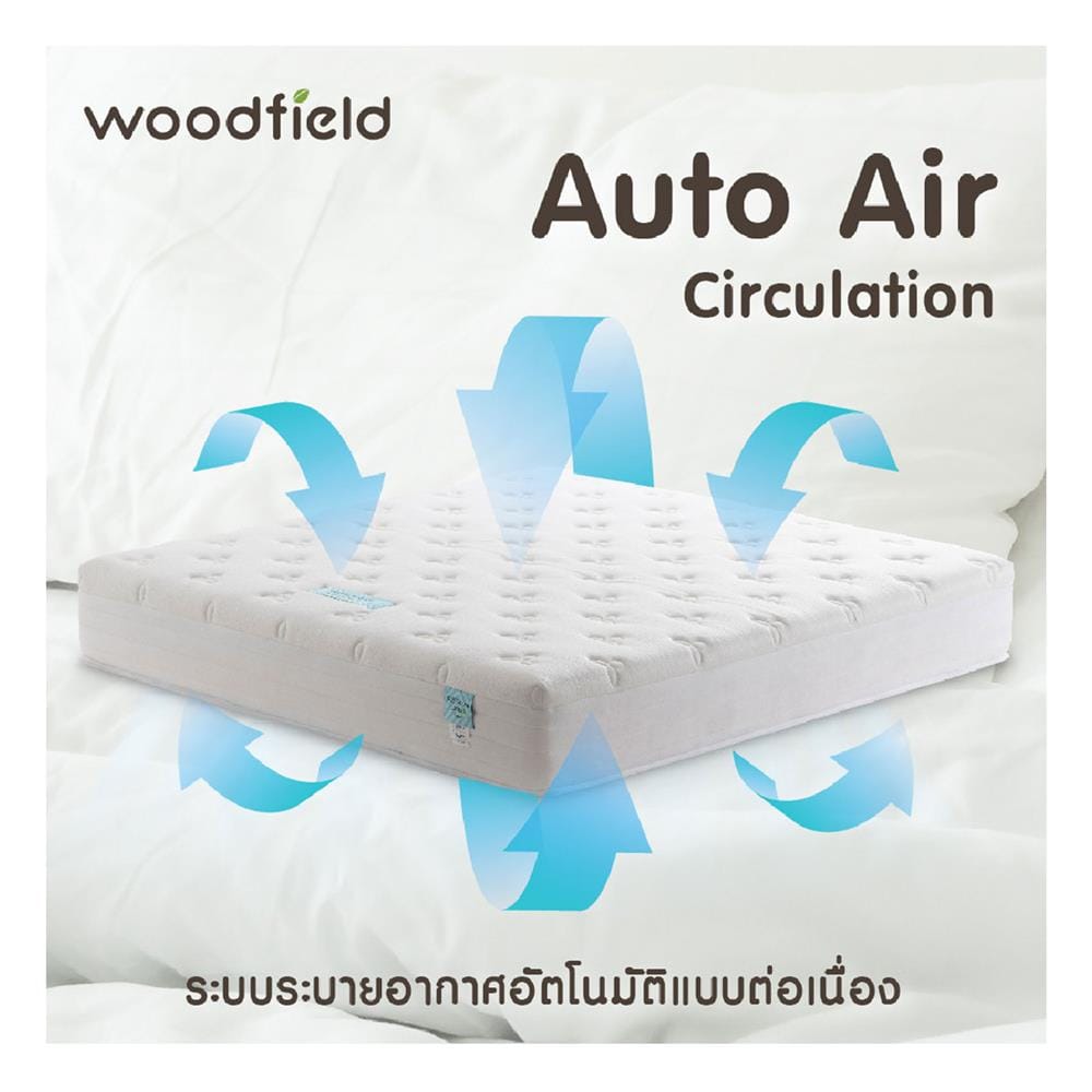 ที่นอนไฮบริด 6 ฟุต สุญญากาศ WOODFIELD รุ่น W-NATURE III พร้อมหมอนหนุน 2 ชิ้น