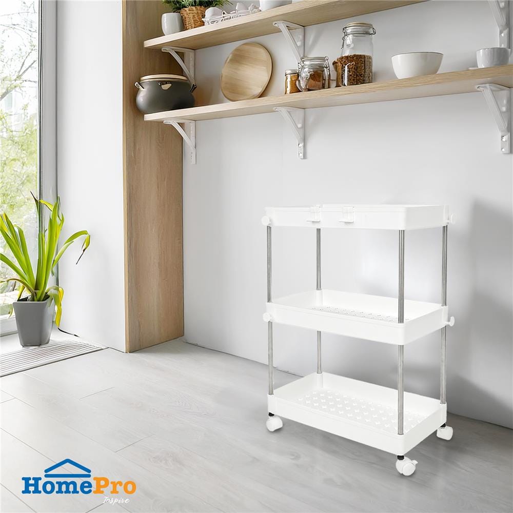 ชั้นวางของพลาสติก 3 ชั้น มีล้อ KECH NIFTY 40X22X60 ซม. สีขาว