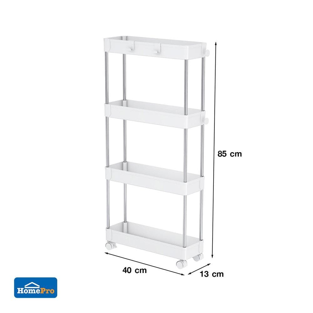 ชั้นวางของพลาสติก 4 ชั้น มีล้อ KECH NIFTY 40X13X85 ซม. สีขาว