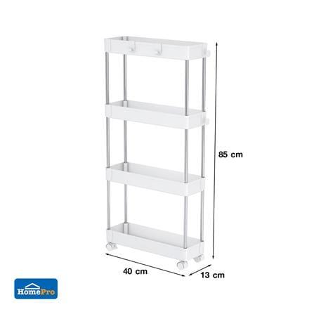 ชั้นวางของพลาสติก 4 ชั้น มีล้อ KECH NIFTY 40X13X85 ซม. สีขาว_6
