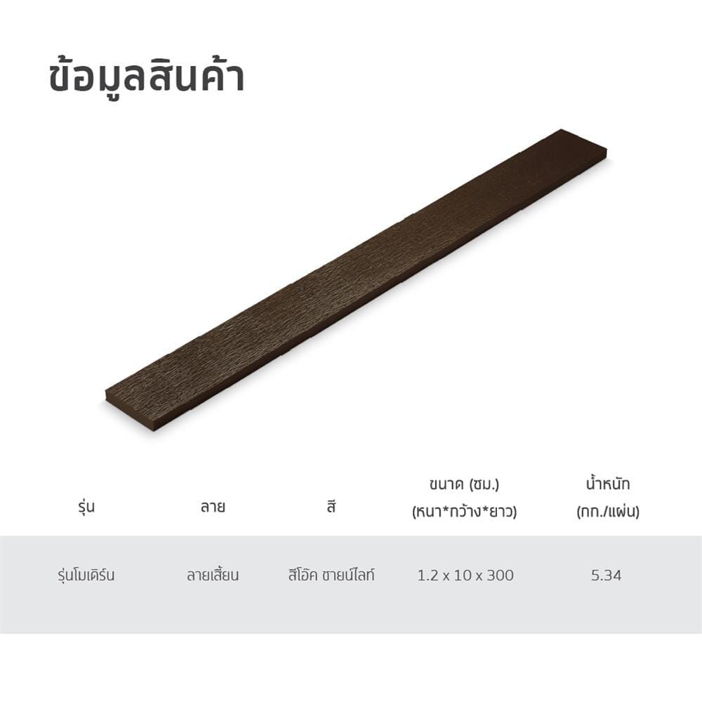 ไม้รั้ว SHERA โมเดิร์น 10X300X1.2 ซม. สีไม้โอ๊ค