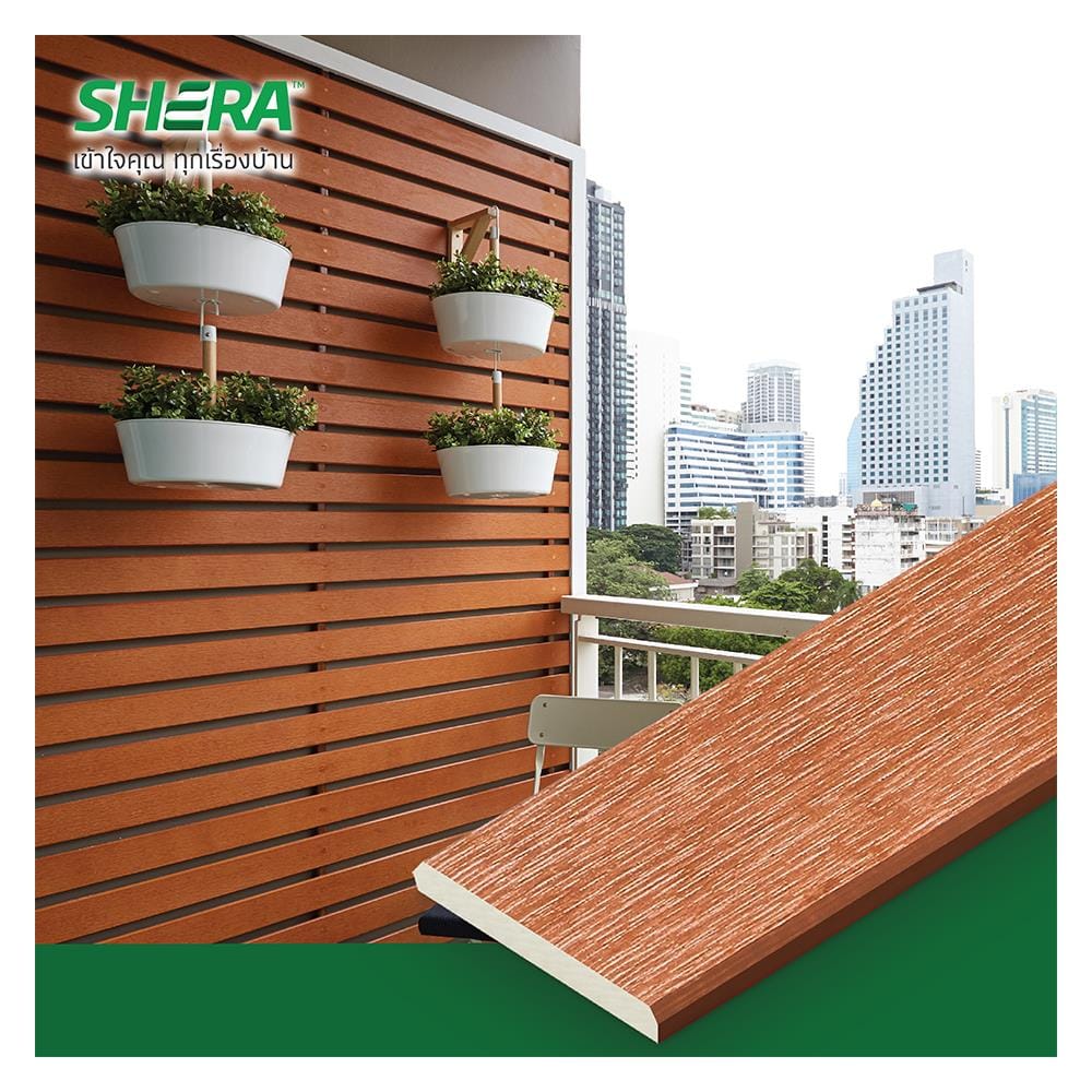 ไม้ระแนง SHERA SHINE LIGHT 7.5X300X0.8 ซม. สีไม้โอ๊คแดง