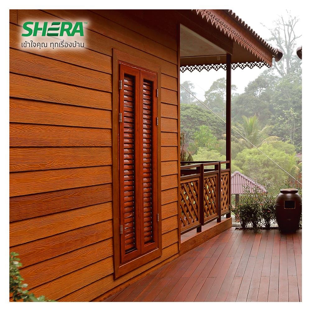 ไม้ฝา SHERA ลายสักขอบตรง 15X300X0.8 ซม. สีสักทรายทอง
