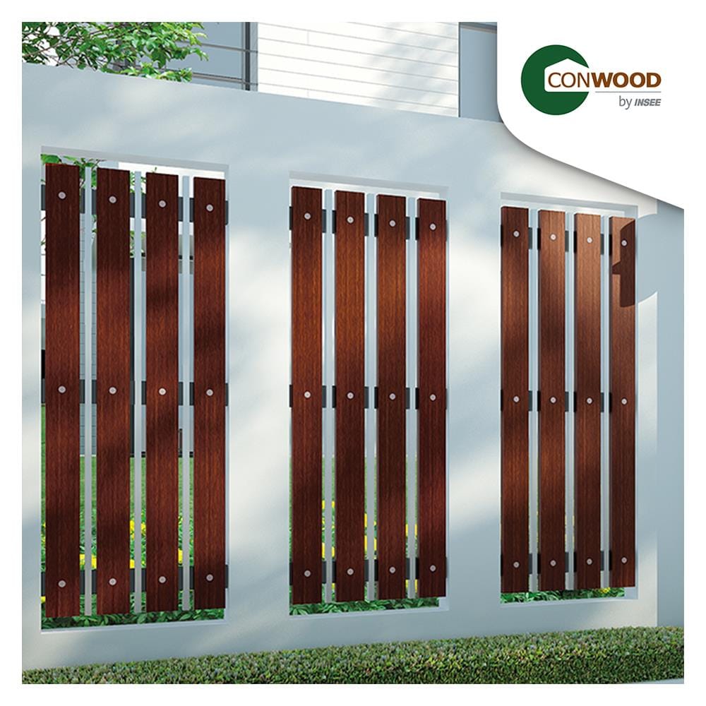 ไม้รั้ว หัวตัด CONWOOD ชัยพฤกษ์ หน้า 4 นิ้ว 10X100X1.6 ซม. สีไม้สัก