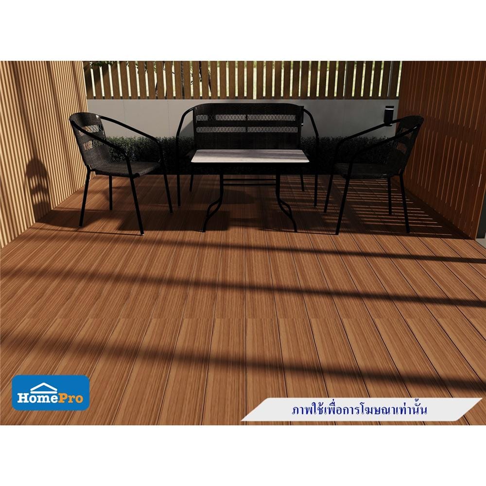 ไม้พื้น SHERA คัลเลอร์ทรู ลายชัยพฤกษ์ ขอบวี 15X300X2.5 ซม. สีน้ำตาลเชสนัท