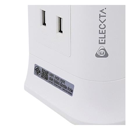รางปลั๊กไฟทาวเวอร์ 6 ช่อง 2 สวิตช์ 4 USB ELECKTA 3 ม. สีขาว_6