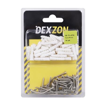 พุกพลาสติกพร้อมสกรู DEXZON เบอร์ 6 แพ็ก 50 ชิ้น_2