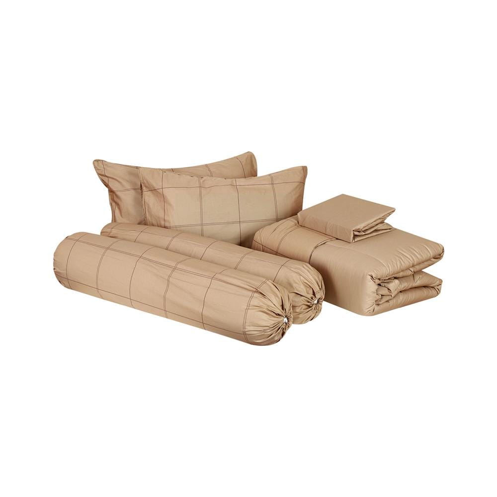 ชุดผ้าปูที่นอน 5 ฟุต 6 ชิ้น HOME LIVING STYLE KANA สีน้ำตาล