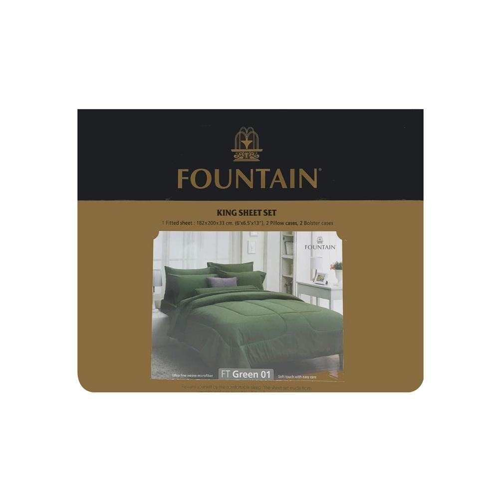 ชุดผ้าปูที่นอน 6 ฟุต (ชุด 5 ชิ้น) FOUNTAIN COLOR 70101-FT GREEN01