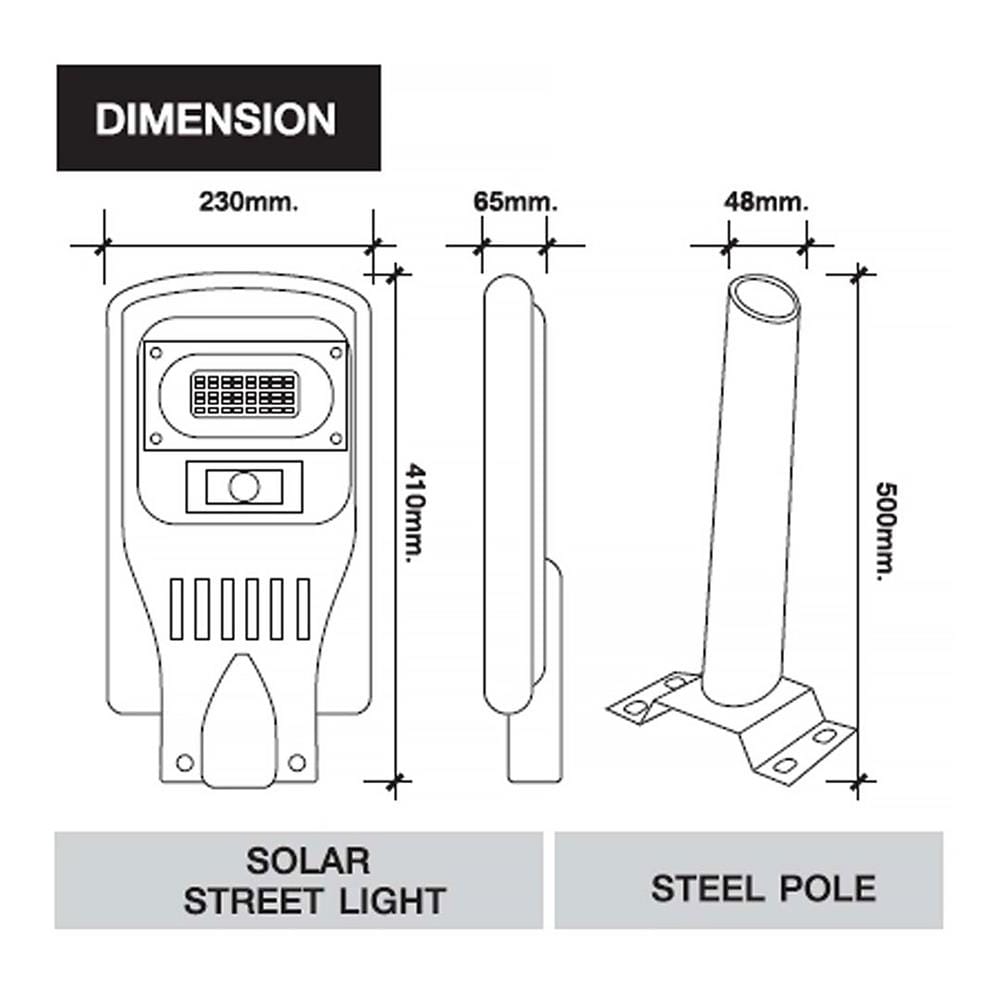 ไฟถนน SOLAR LEKISE SL 50 วัตต์ DAYLIGHT สีดำ
